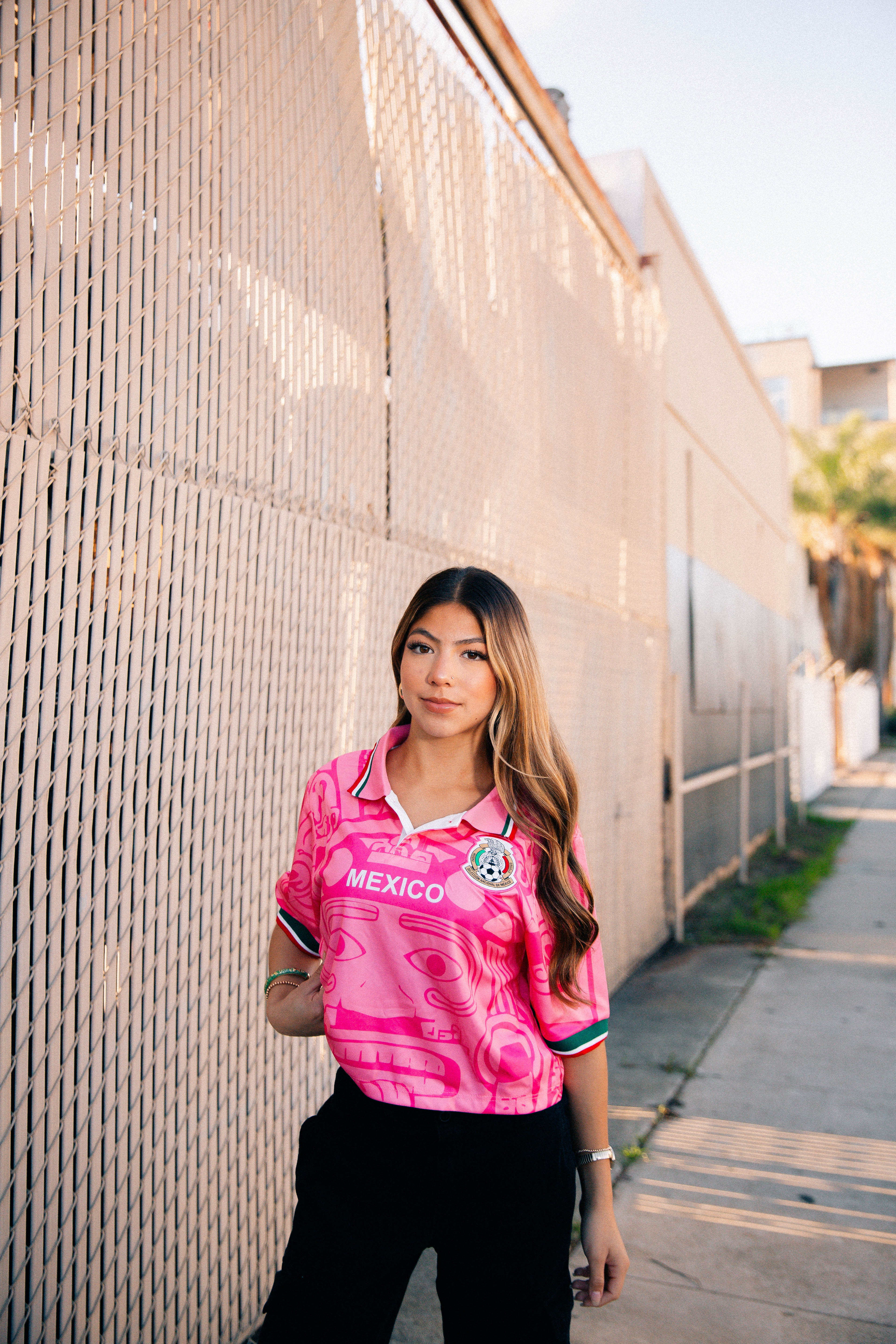 Mexico Women's Soccer Jersey Cropped Pink 1998 S Mexico Women's Soccer Jersey Cropped Pink 1998 S