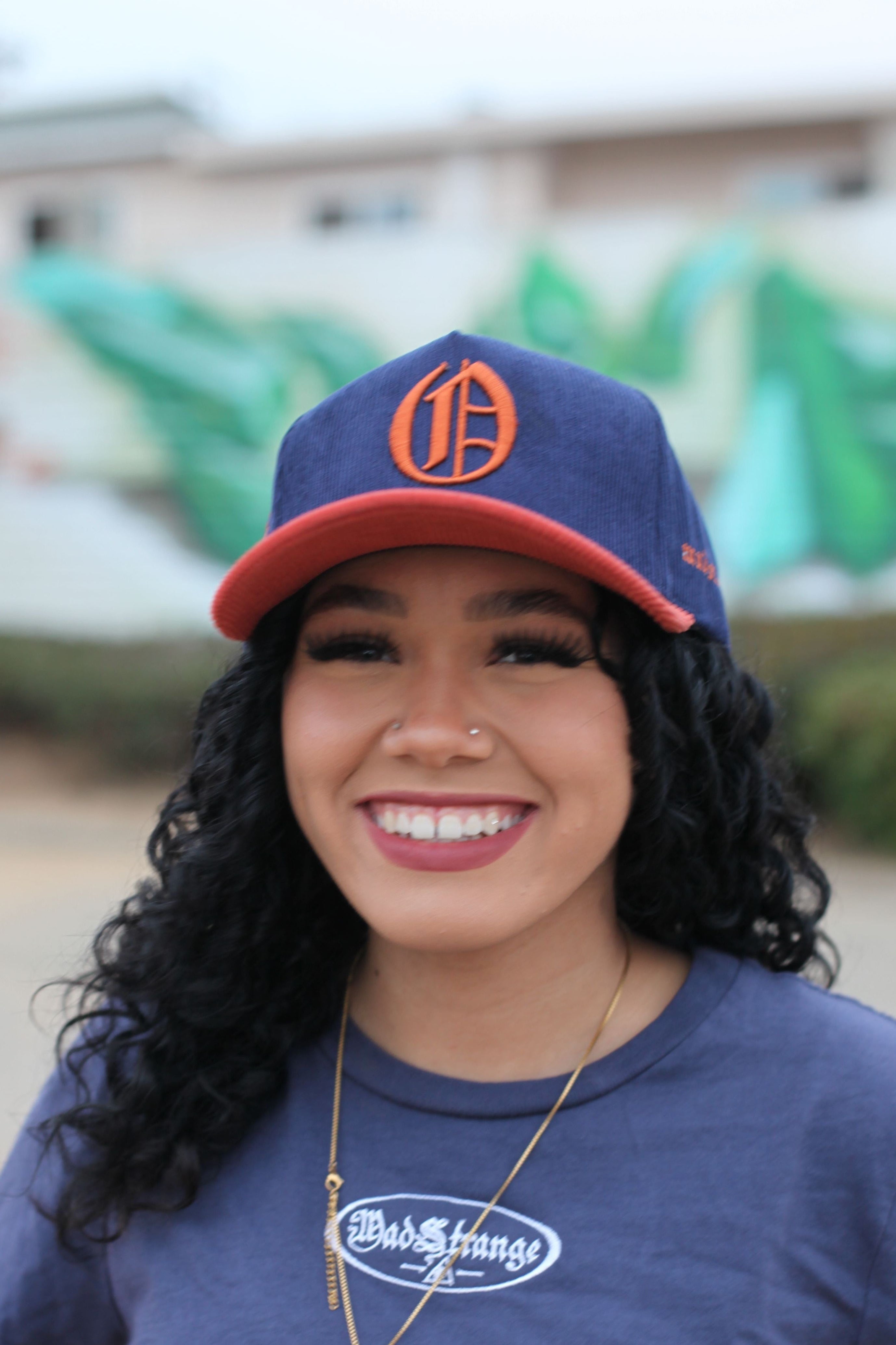 OOE Corduroy Snapback (Blue/Orange)