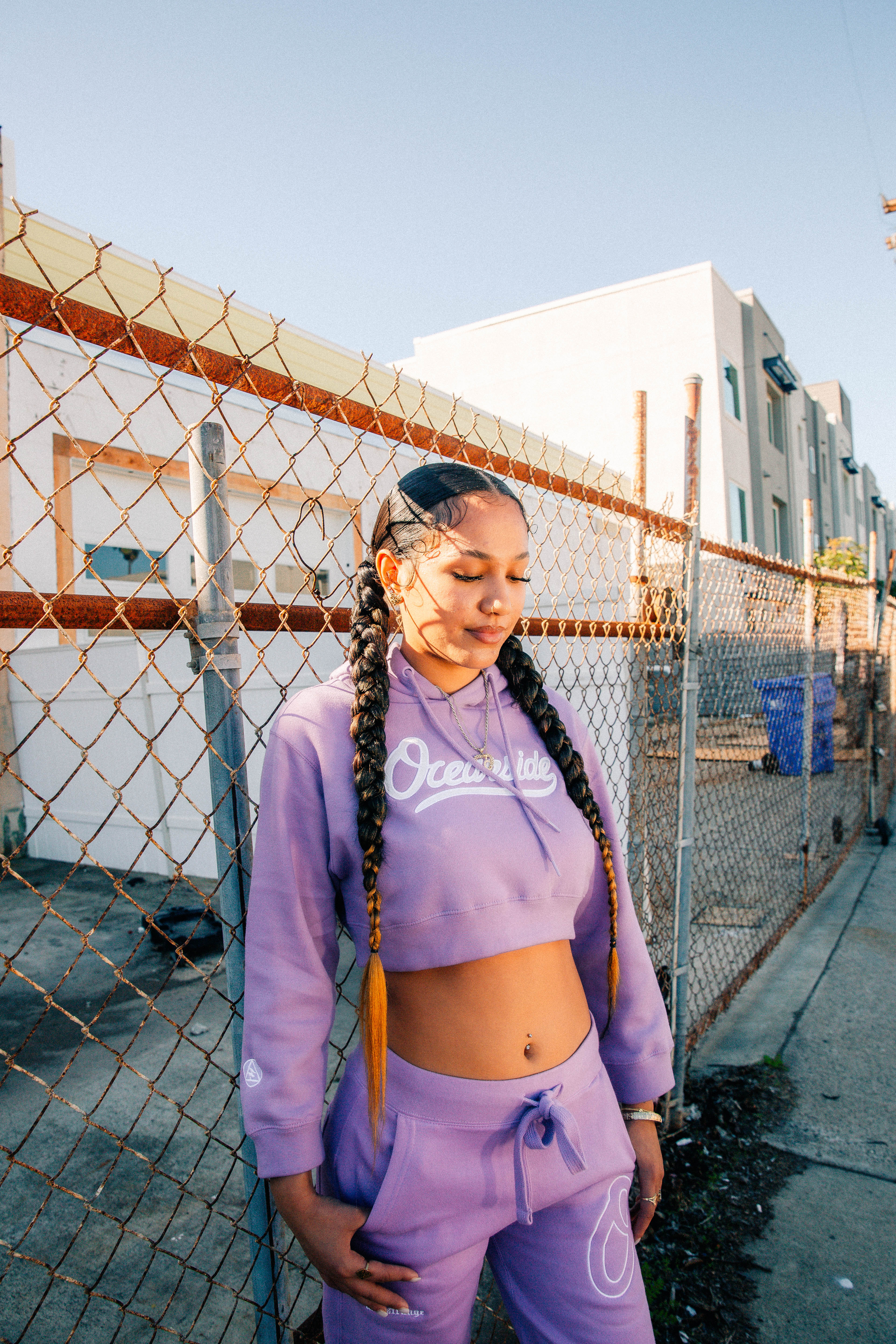 Classic Oceanside Crop Hoodie (Purple)