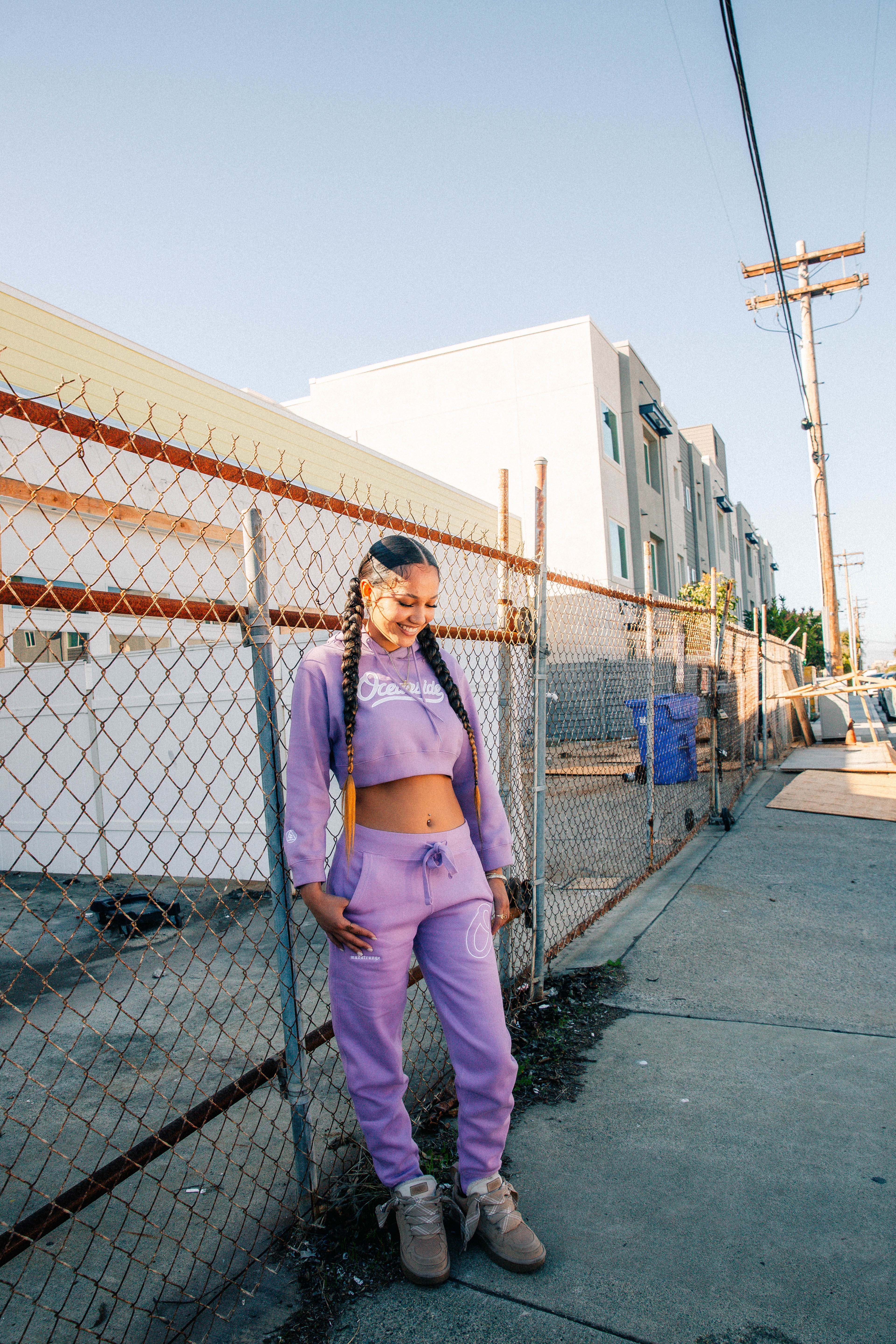 Classic Oceanside Crop Hoodie (Purple)