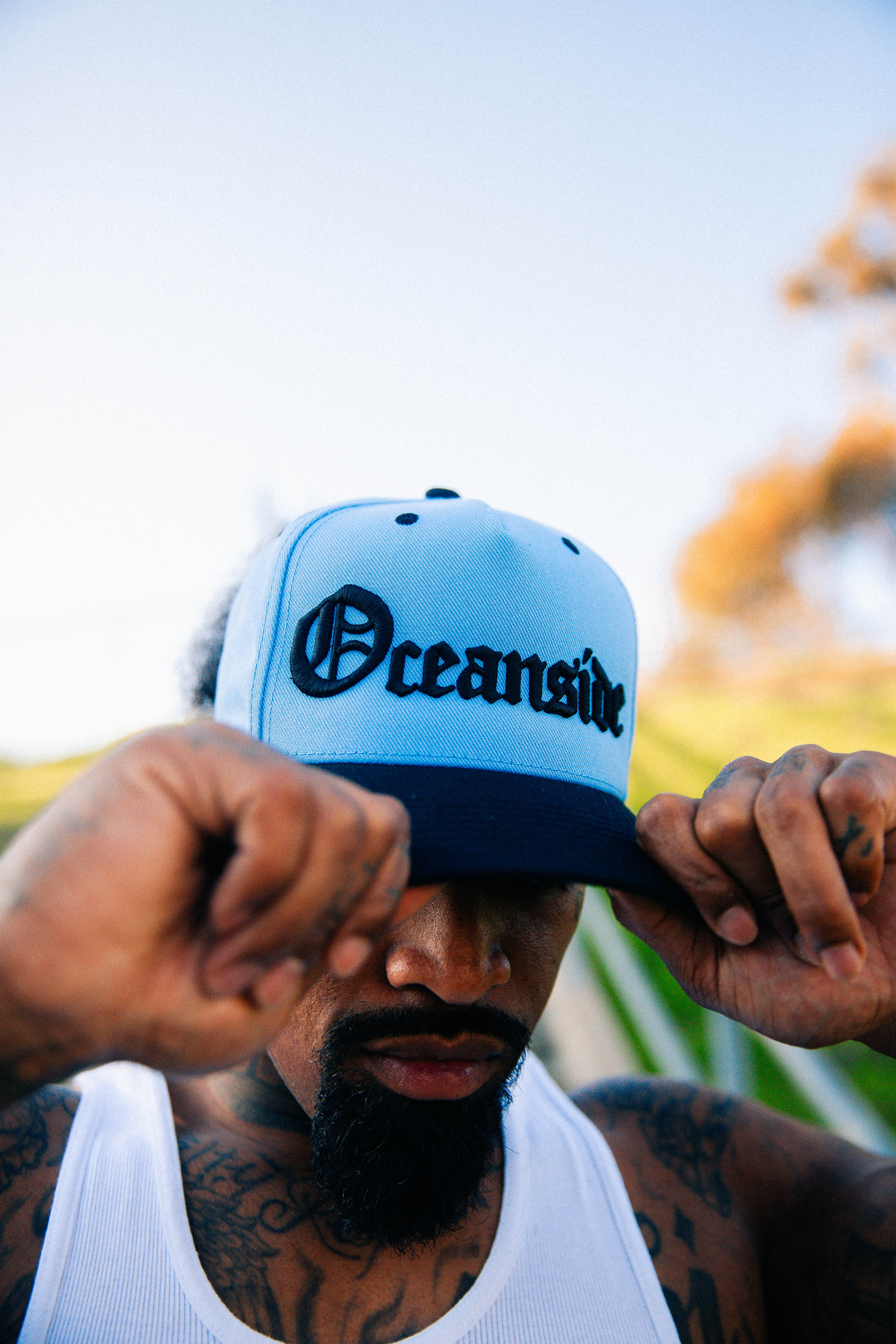 OE Oceanside Snapback Curved Bill (Sky Blue and Black)