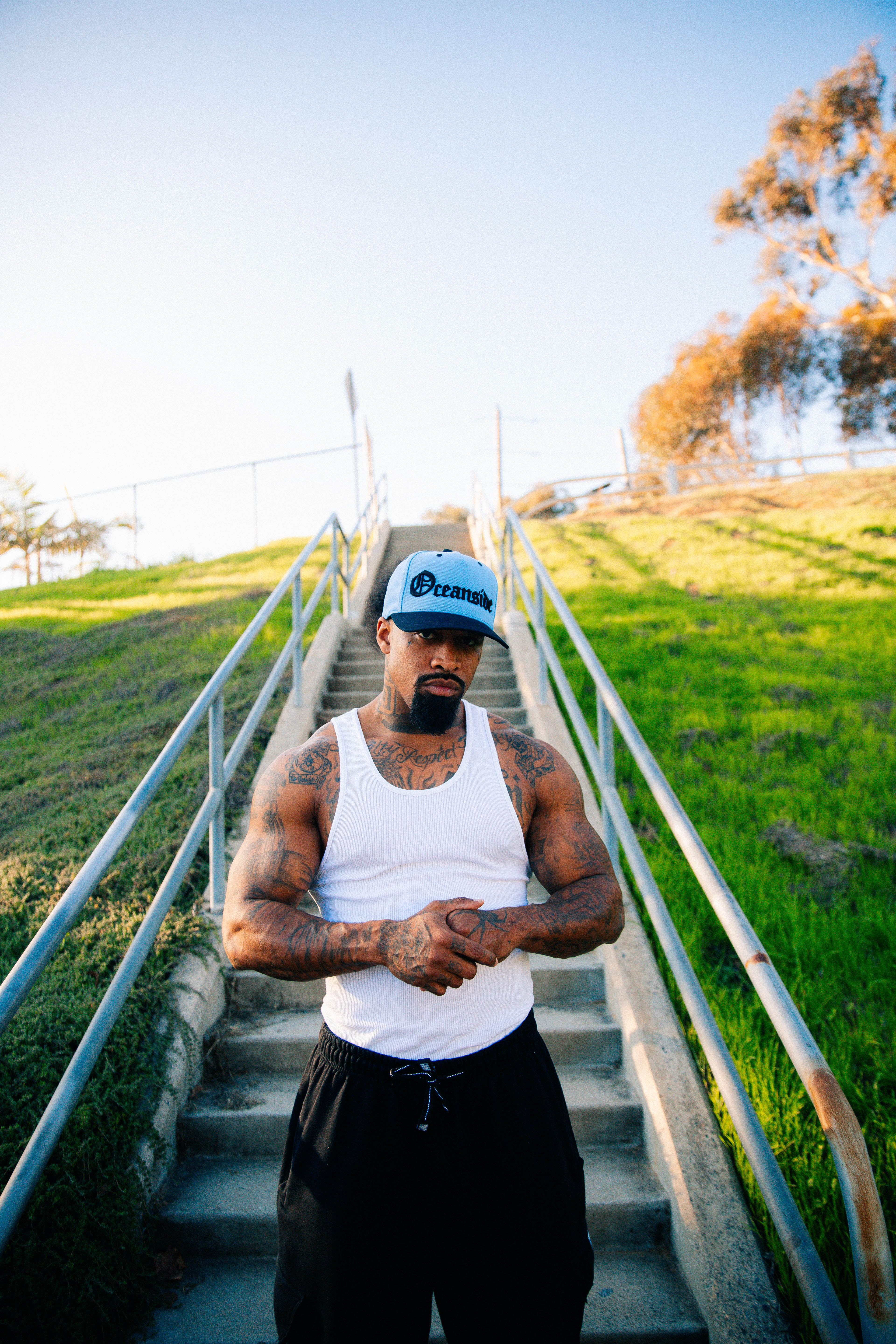 OE Oceanside Snapback Curved Bill (Sky Blue and Black)