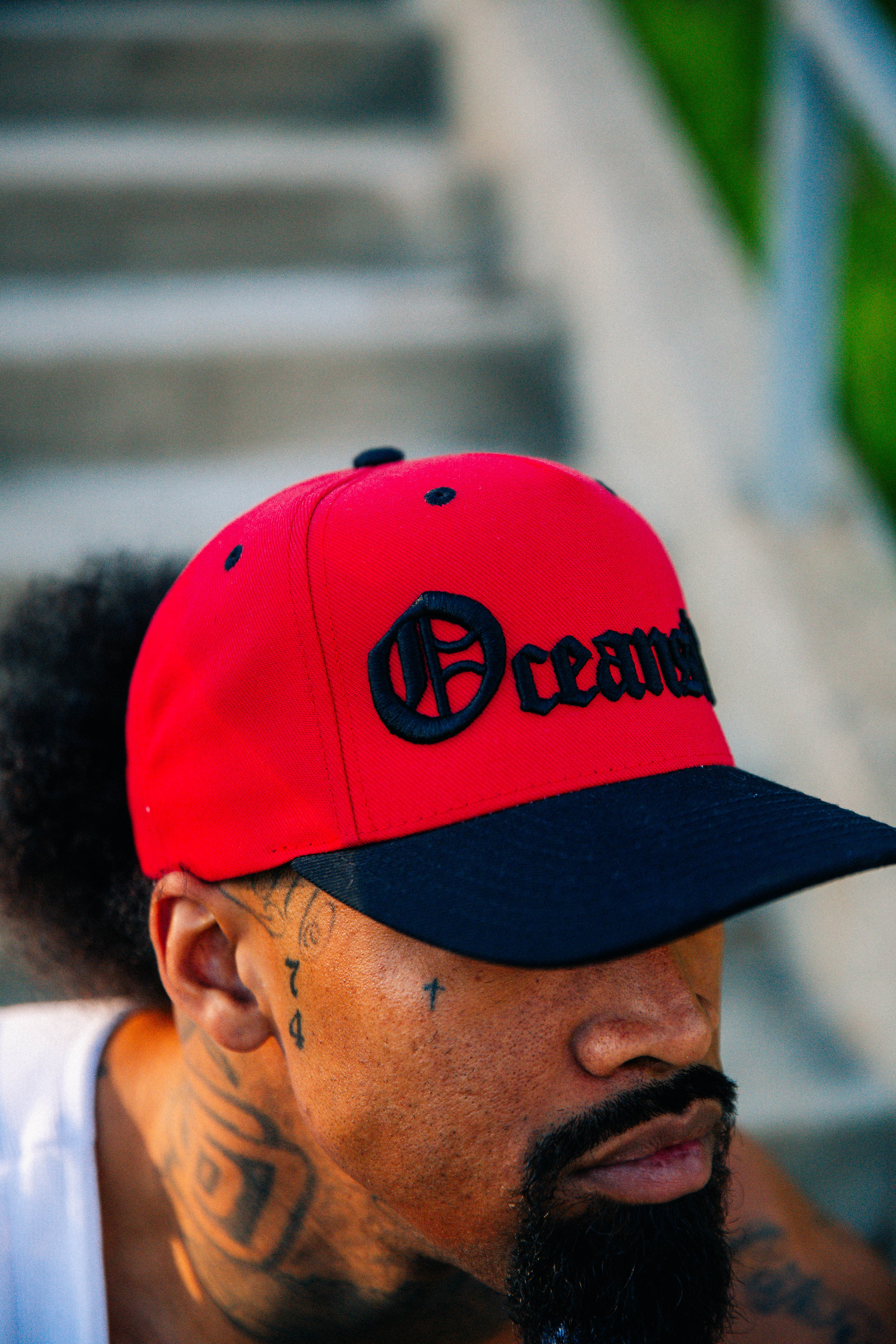 OE Oceanside Snapback Curved Bill (Red and Black)