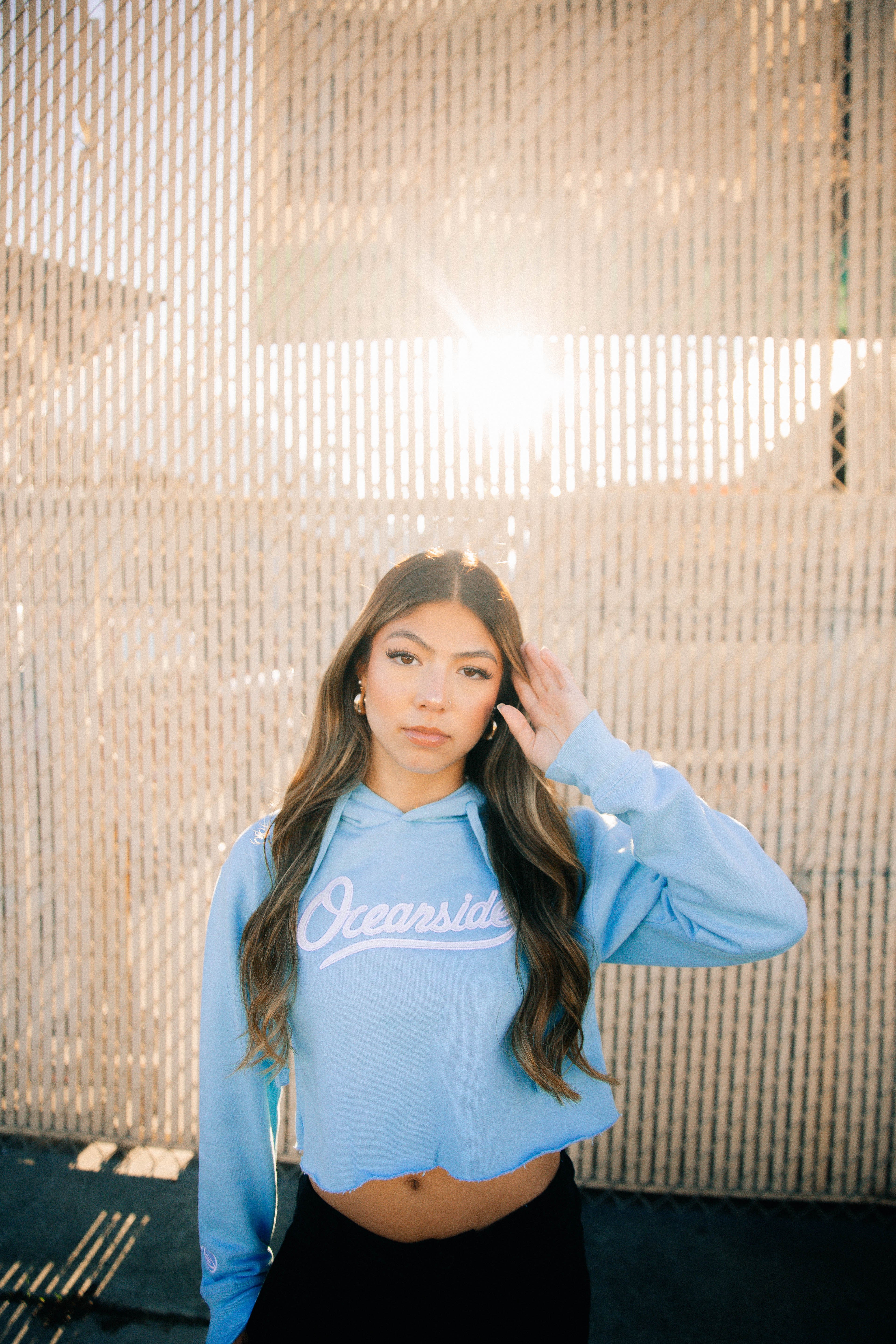 Classic Oceanside Crop Hoodie (Light Blue)