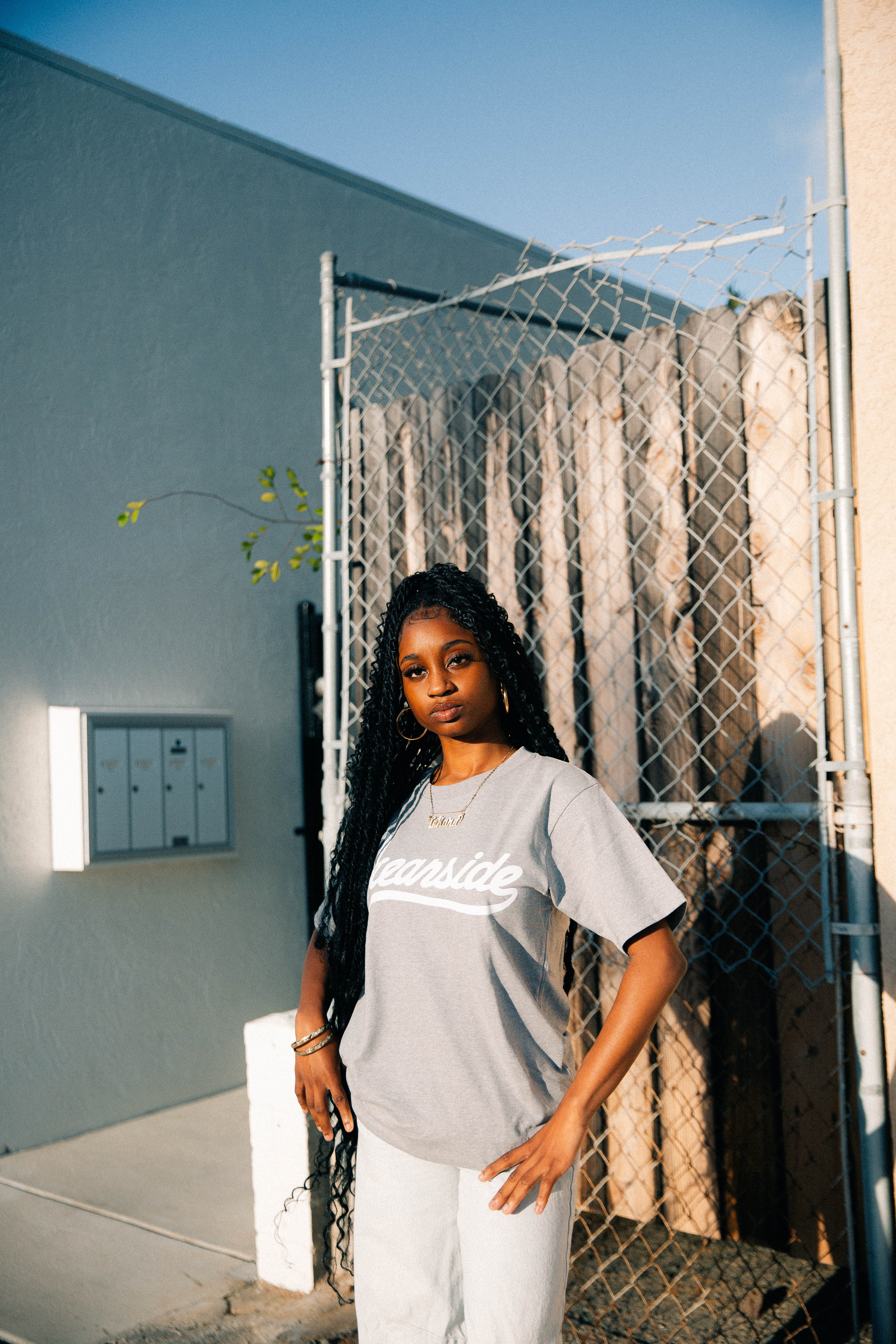 Oceanside Classic T-Shirt (Ash Grey and White)