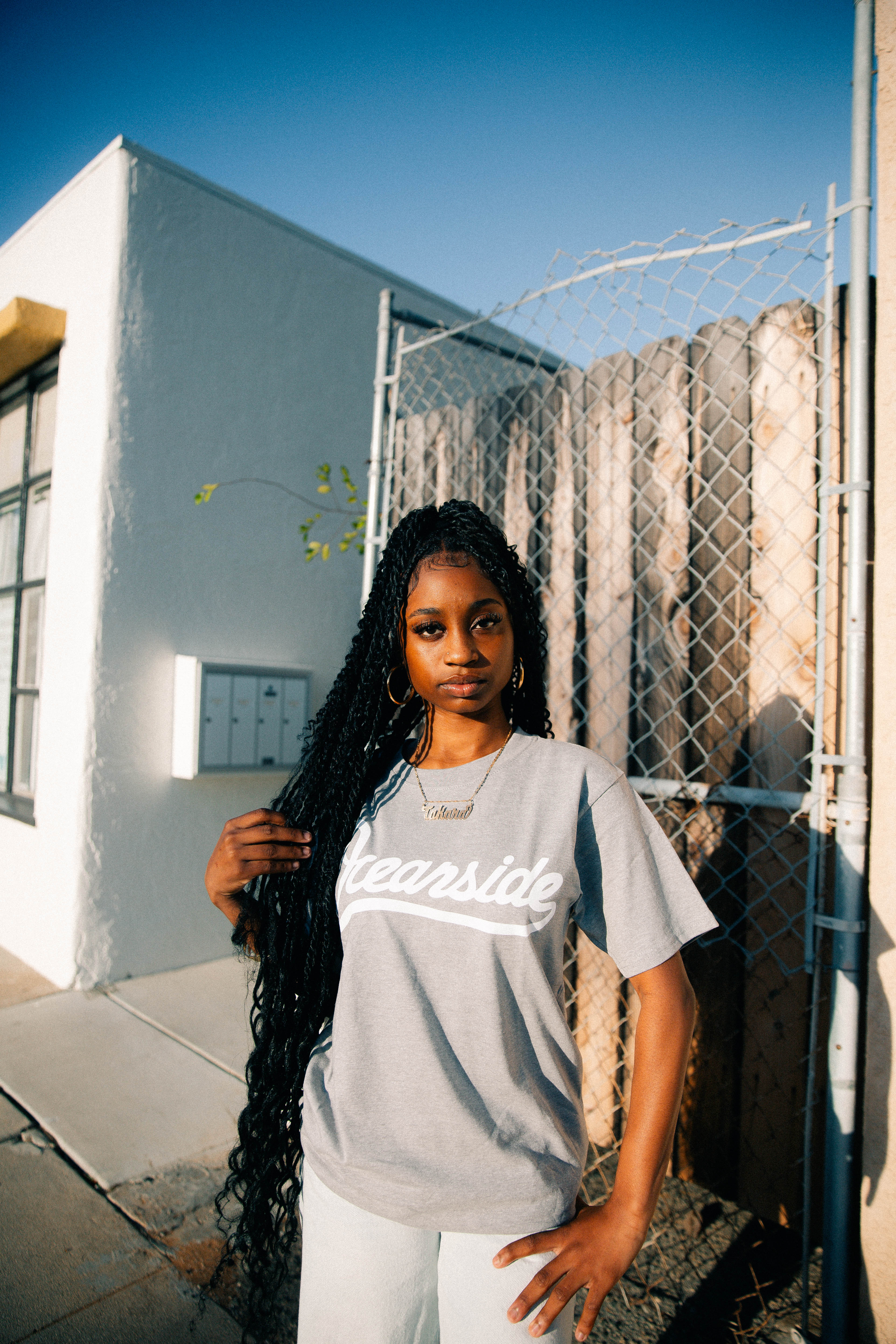 Oceanside Classic T-Shirt (Ash Grey and White)