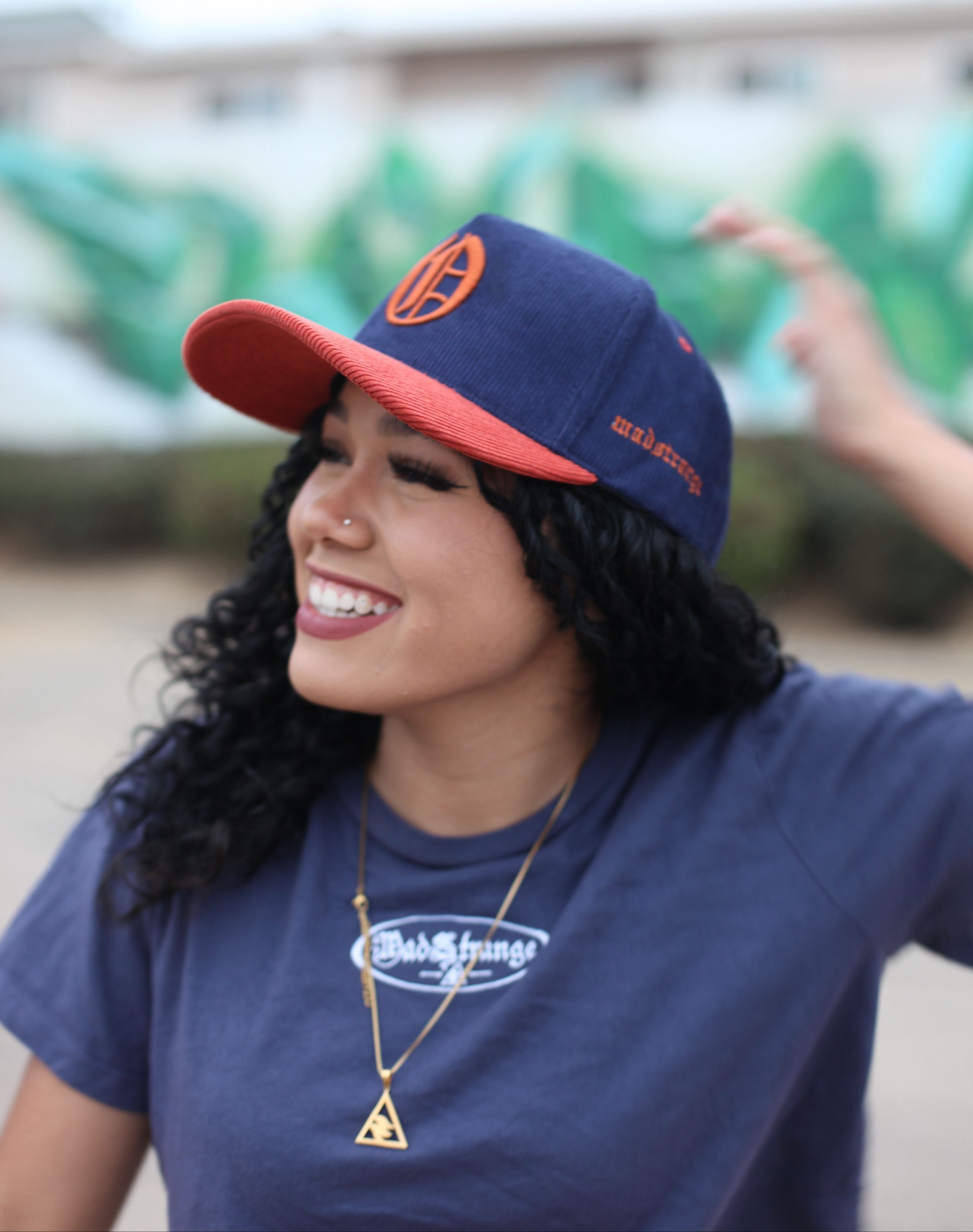 OOE Corduroy Snapback (Blue/Orange)