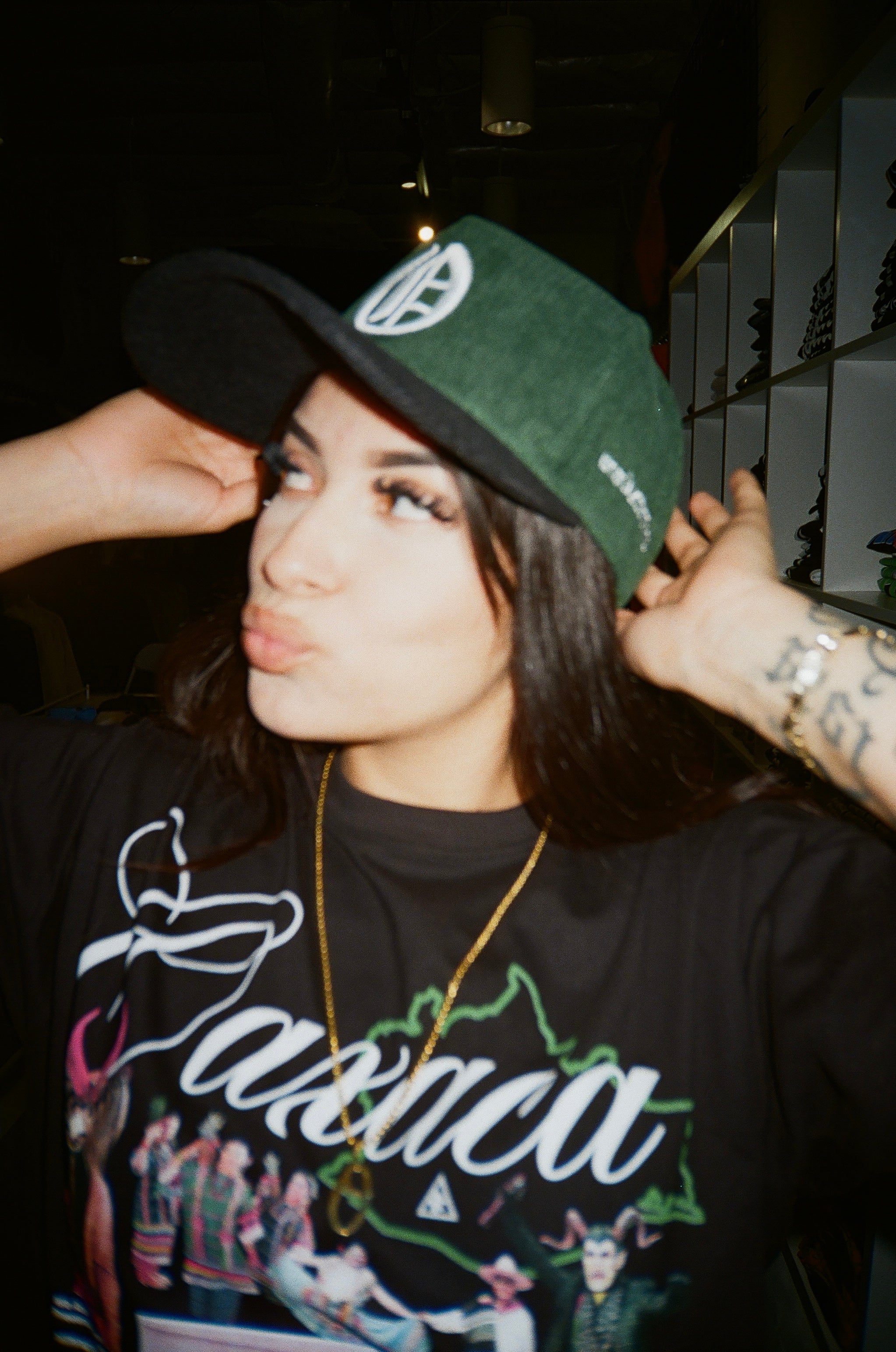 OOE Corduroy Snapback (Green/White/Black Front)