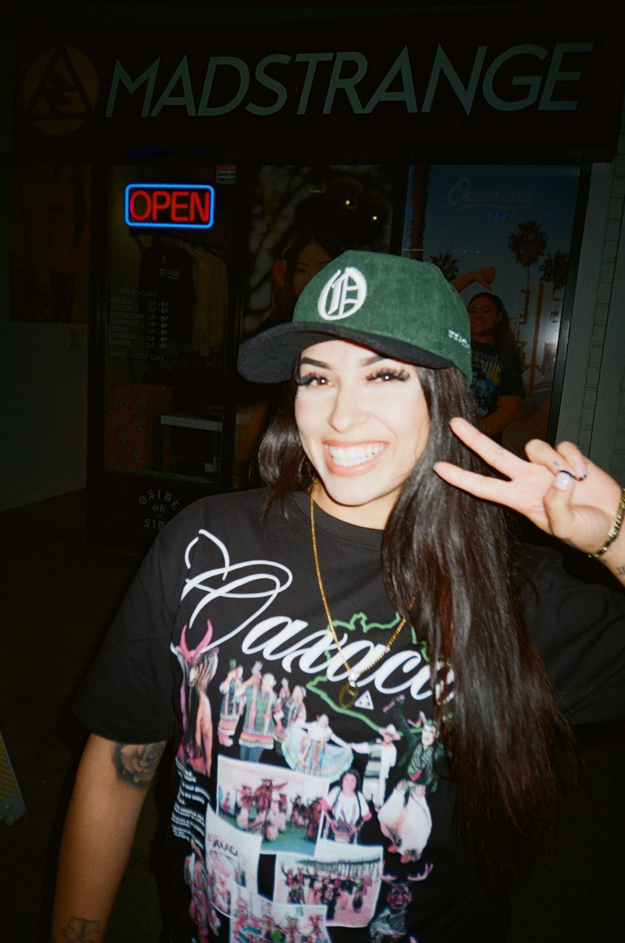 OOE Corduroy Snapback (Green/White/Black Front)