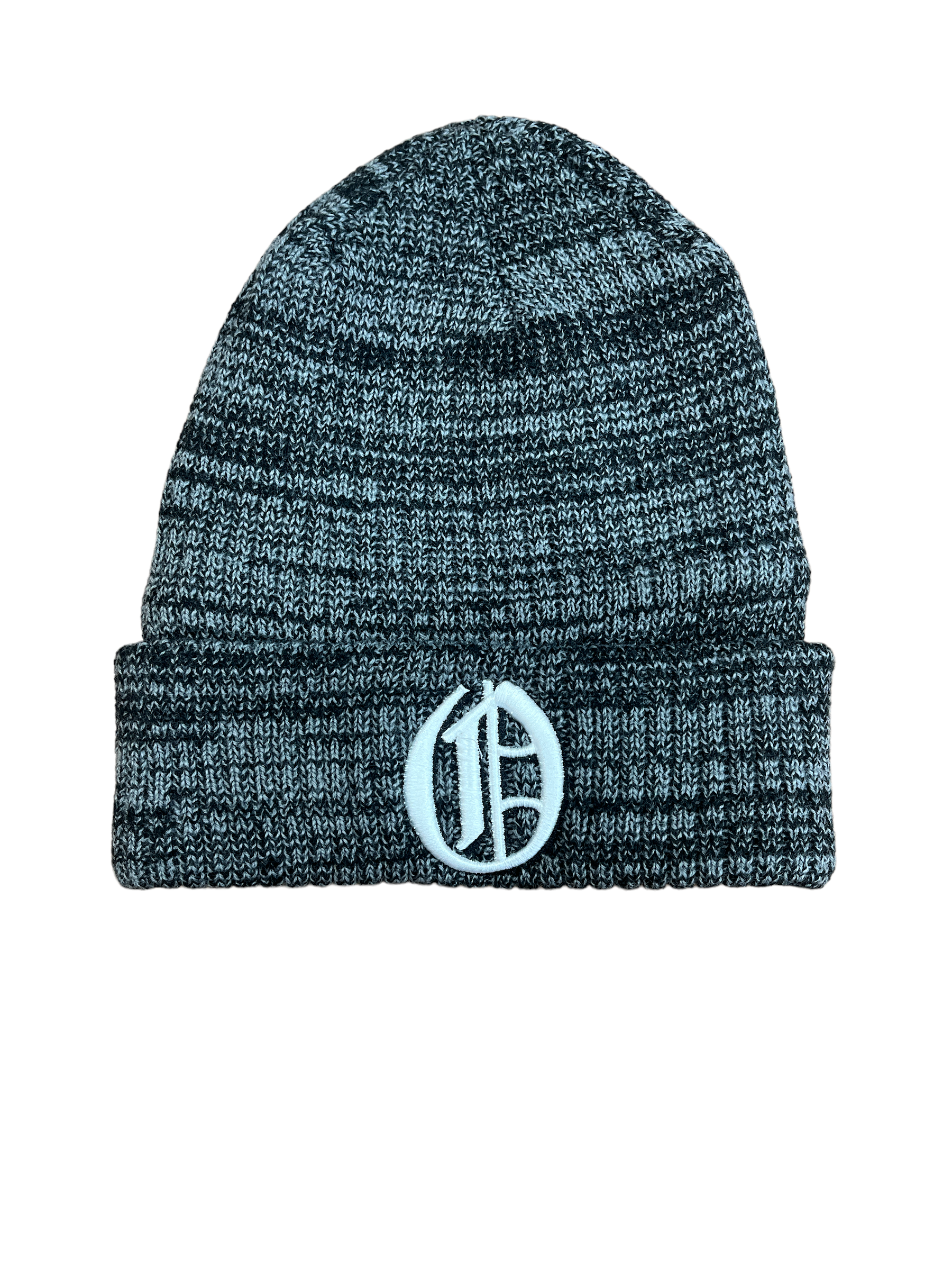 Old English &quot;O&quot; Beanie Knitted (Black &amp; Grey)