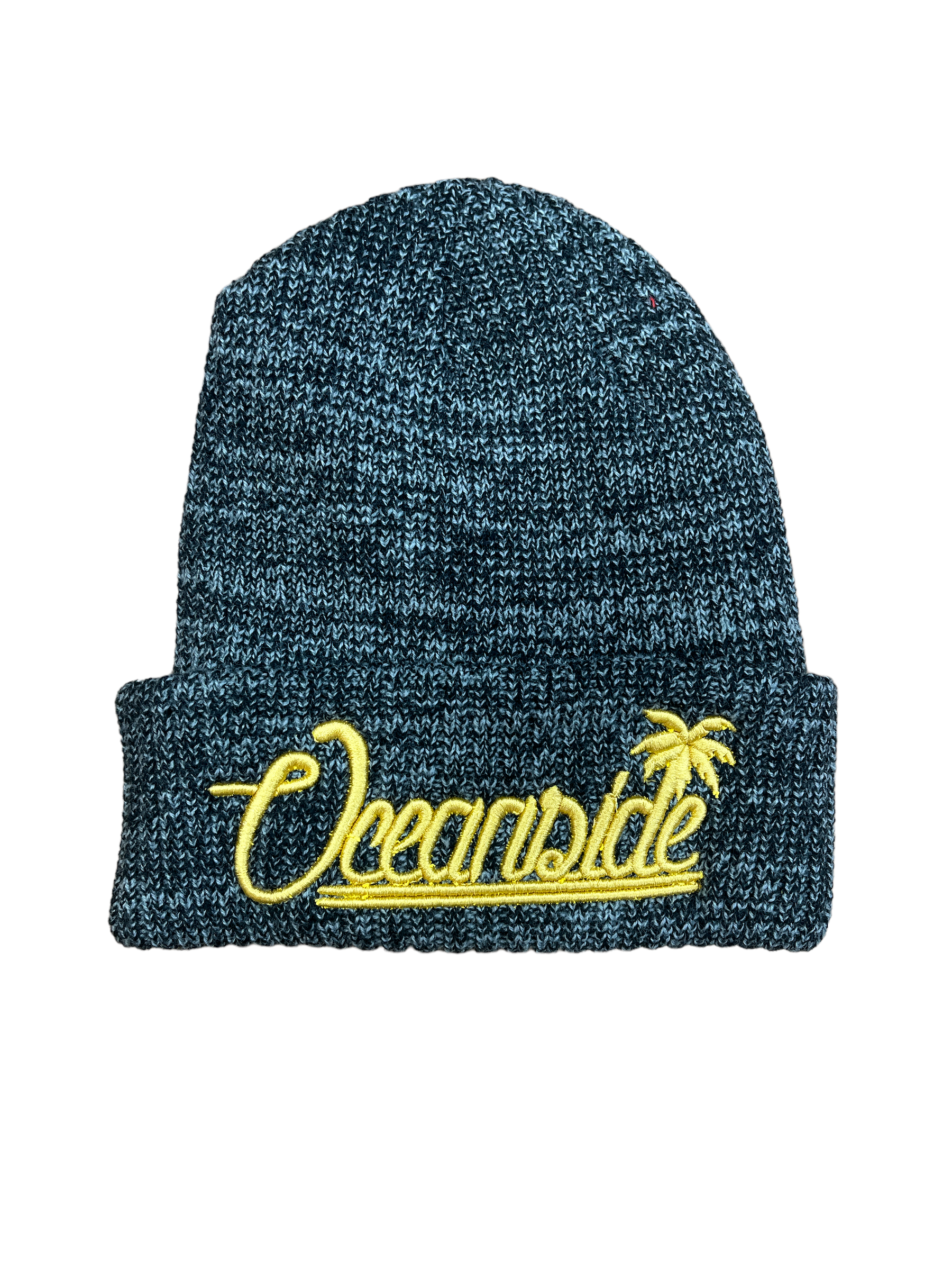 Oceanside Classic Palm Tree Beanie Knitted (Grey &amp; Yellow)
