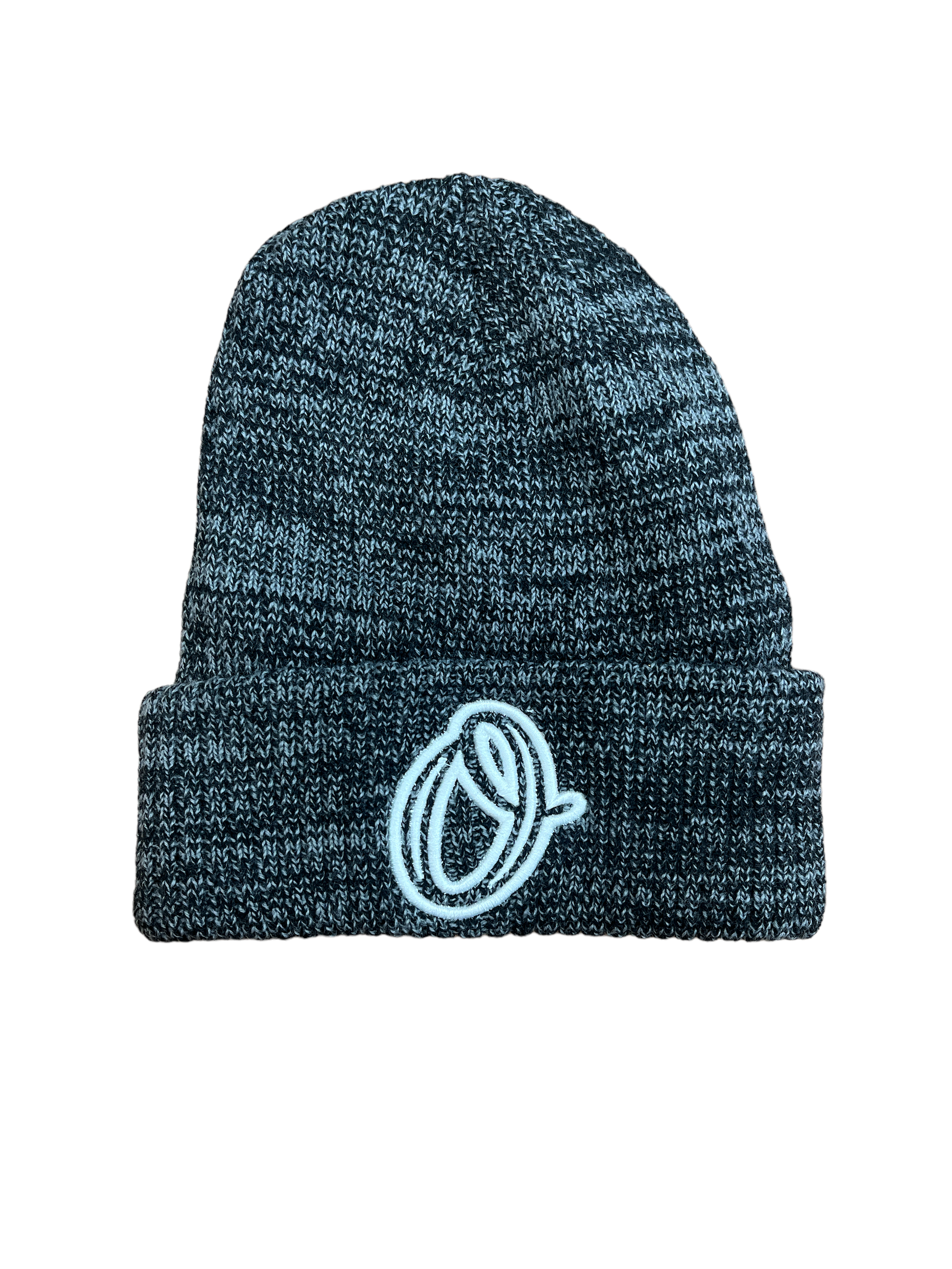 Cursive &quot;O&quot; Beanie Knitted (Grey &amp; Black)